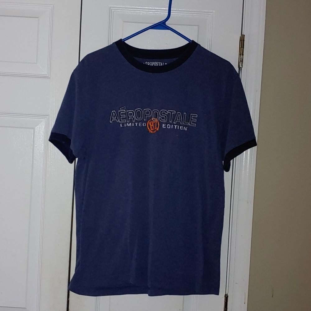 Aeropostale blue  printed logo shirt  Sz M EUC